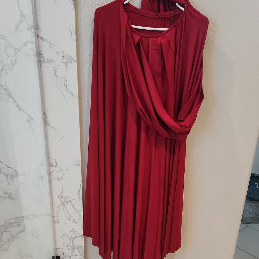 Elegant Red Draped Women's Dress